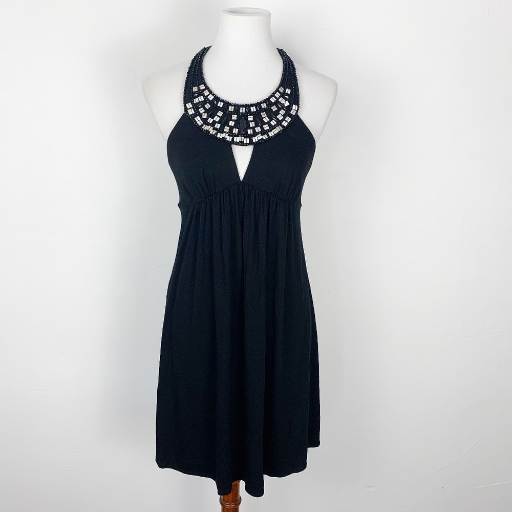 BCBG Max Azaria Medium Dress Black Stretch Beaded